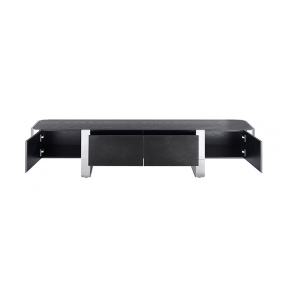 TV STAND BLACK W/ SILVER FRAME