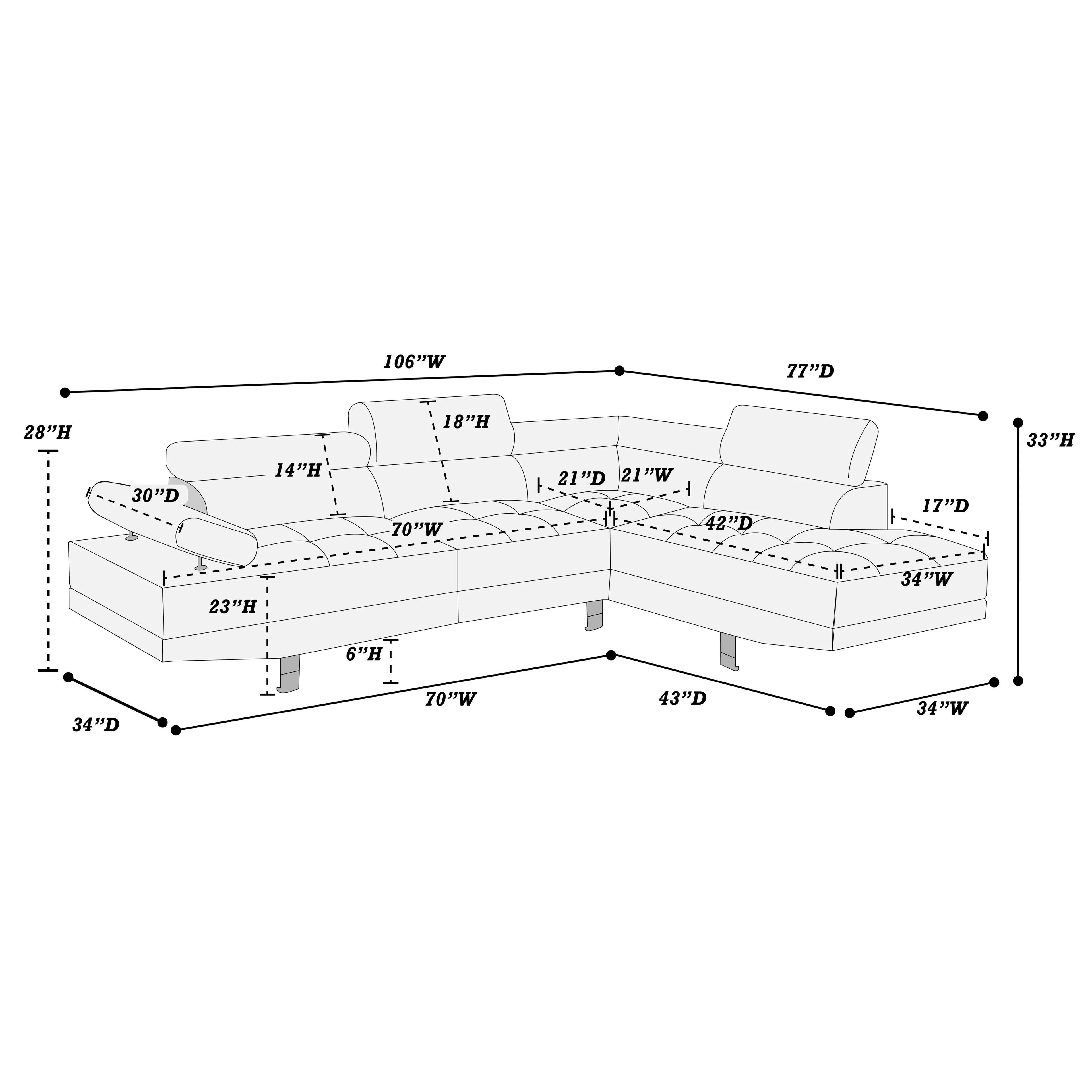 2-Piece Sectional Sofa Set