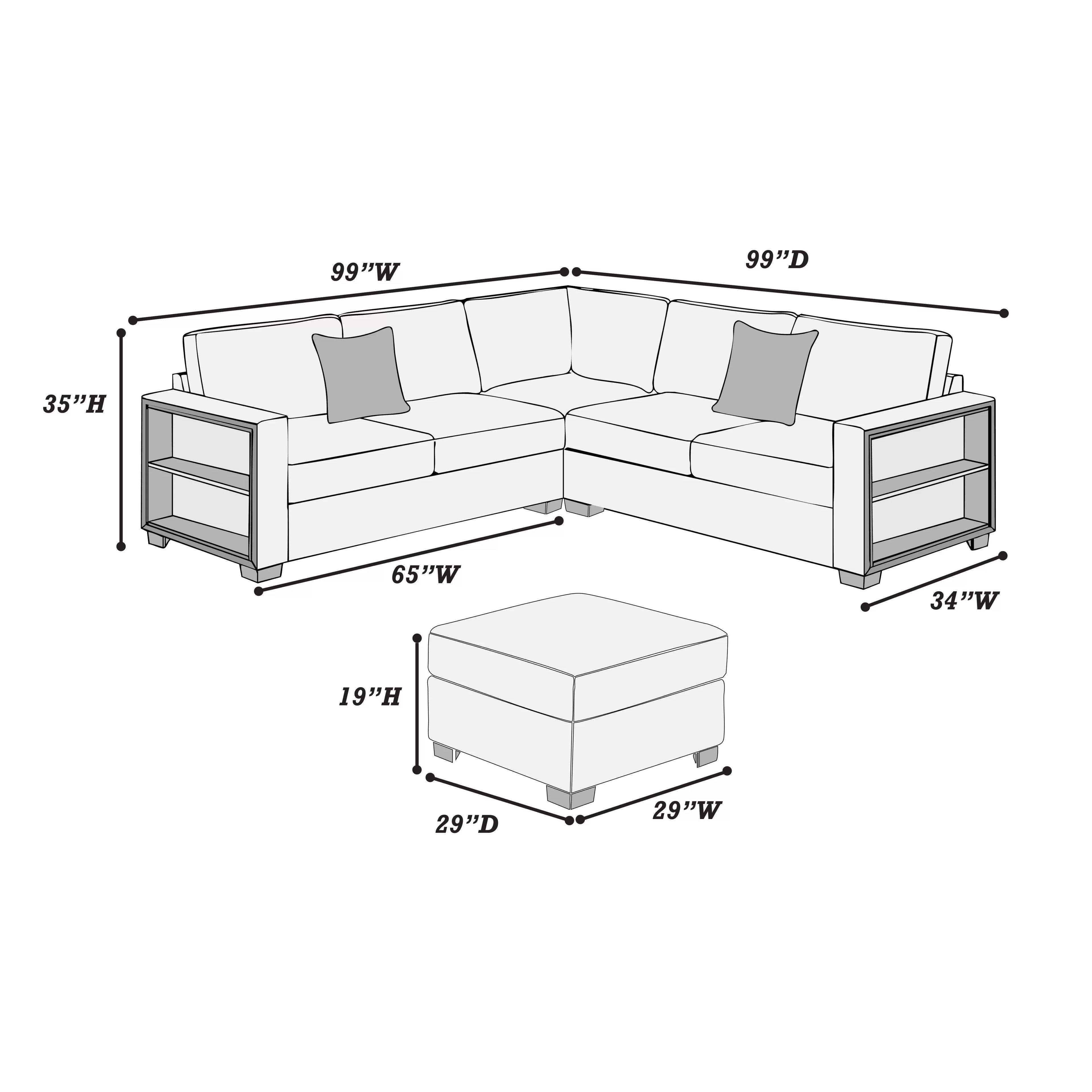 4-Piece Sectional Set W/ Ottoman