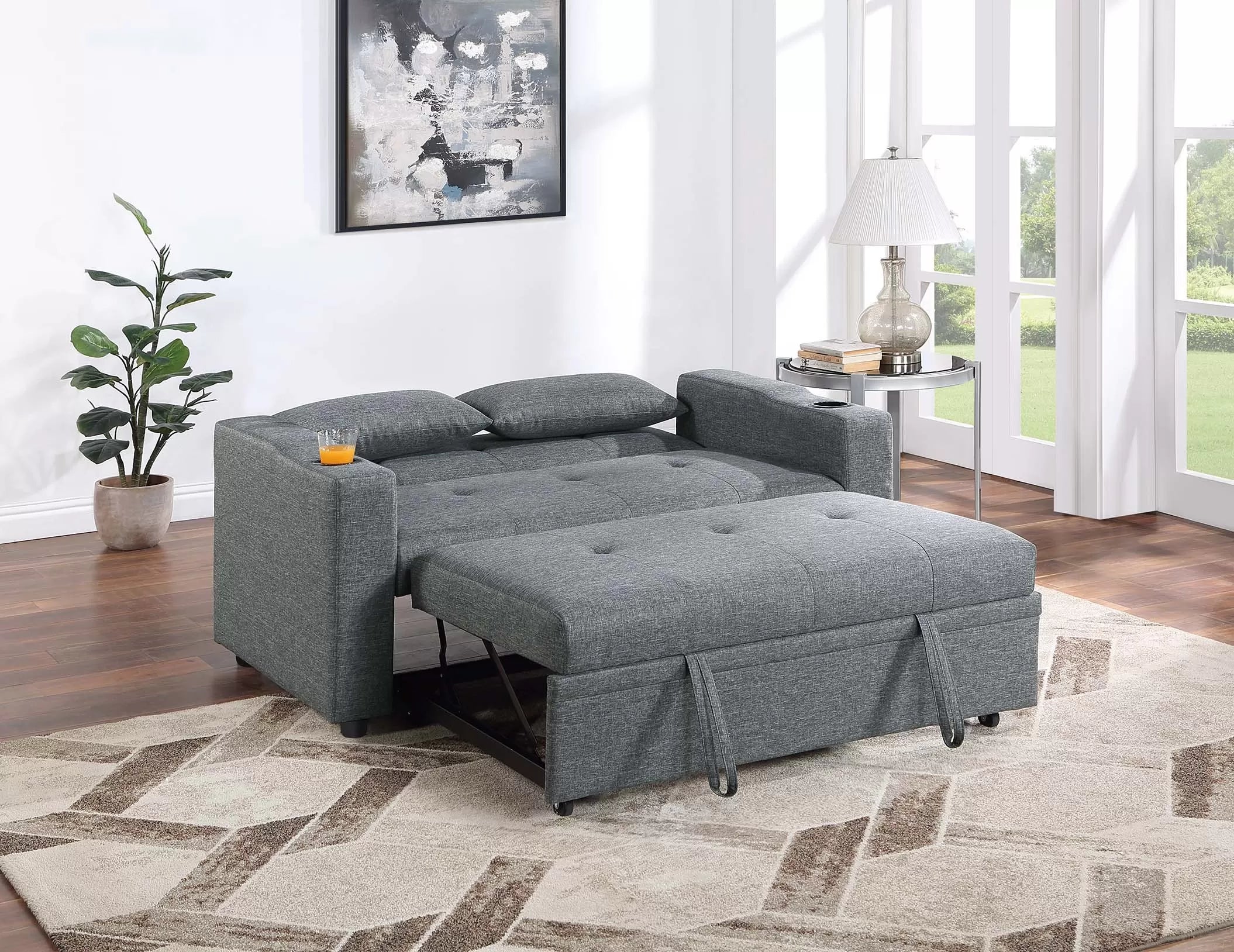 Sleeper Sofa W/ Cup Holders