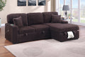 Pull Out Sofa with Fold Down Table & Cup Holder + USB Port + Storage Chaise