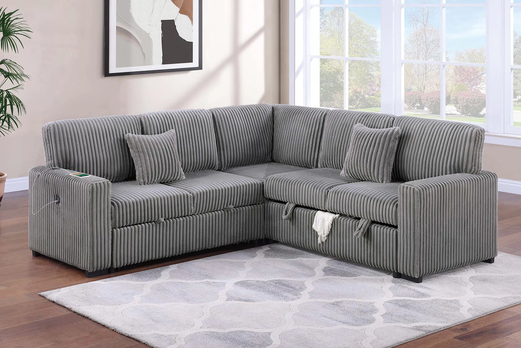 Reversible Storage Sofa + Reversible Sofa with Pull-Out Bed + USB Port