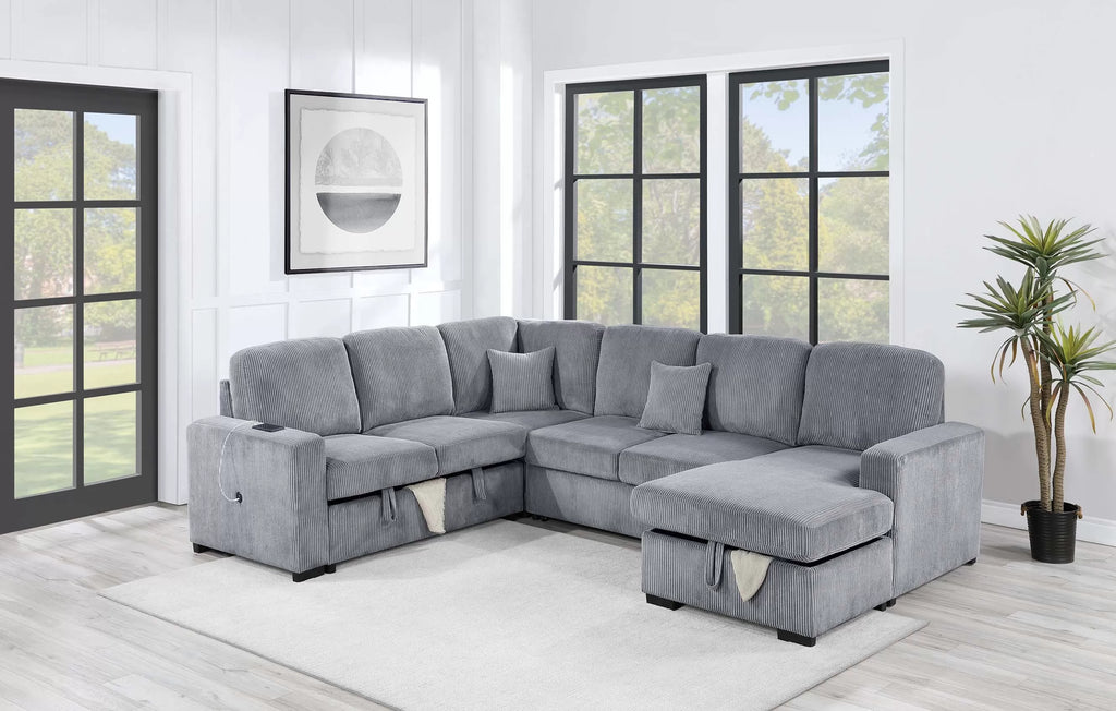 Sleeper Sofa, Chaise Storage, Sofa Storage & USB Port