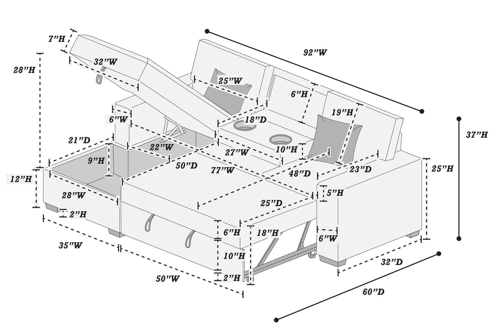 2-Piece Convertible Sectional