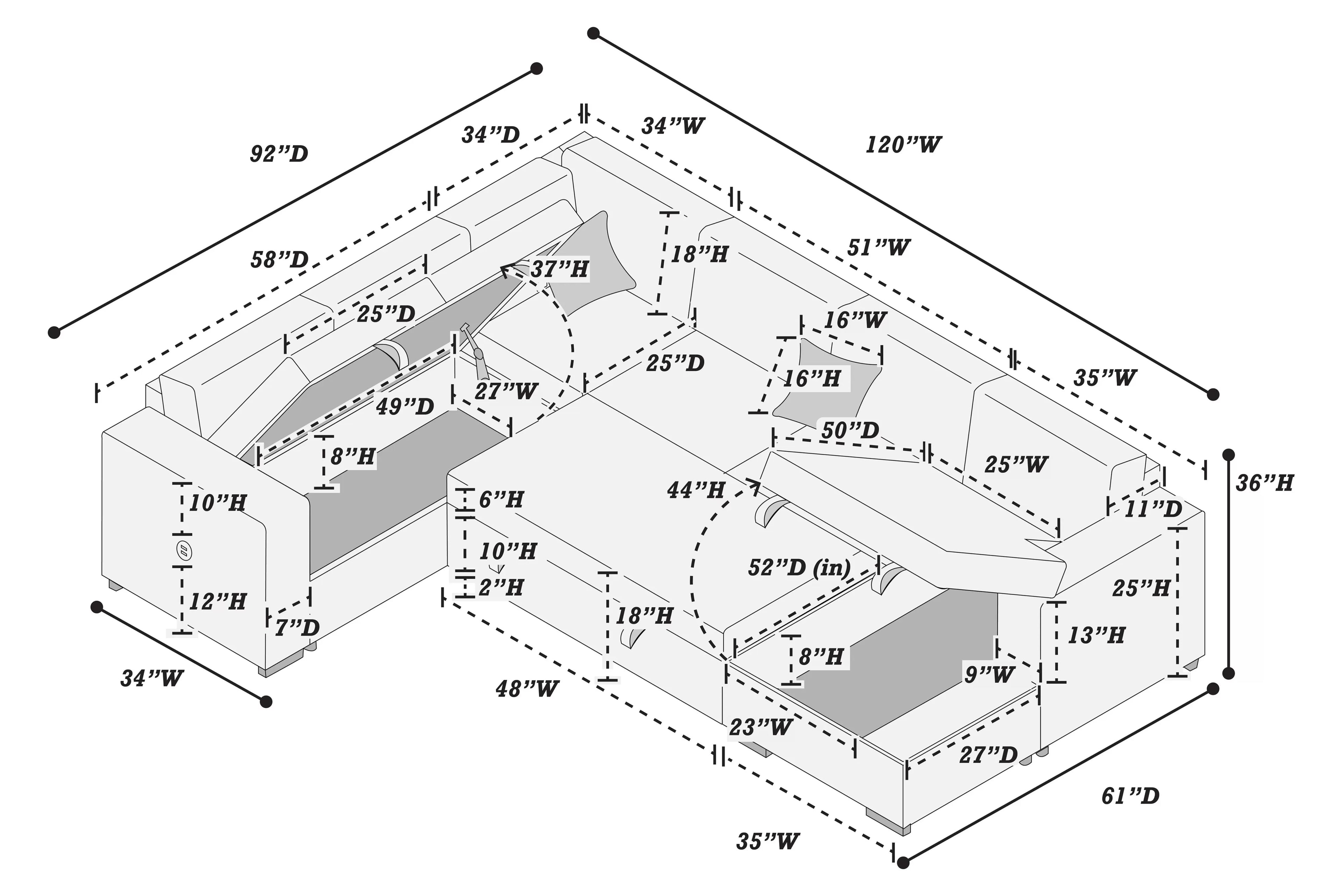 4-Piece Convertible Sectional