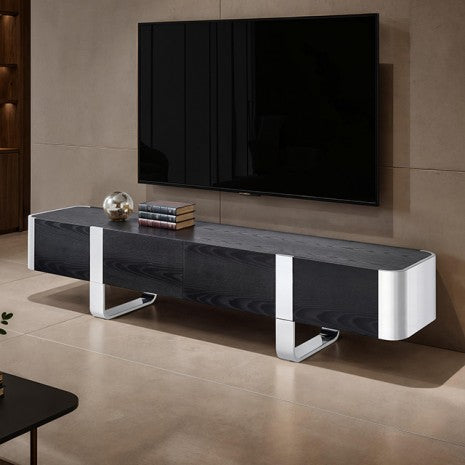 TV STAND BLACK W/ SILVER FRAME