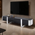 TV STAND BLACK W/ SILVER FRAME