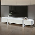 TV STAND White W/ SILVER FRAME