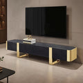 TV STAND BLACK W/ GOLD FRAME