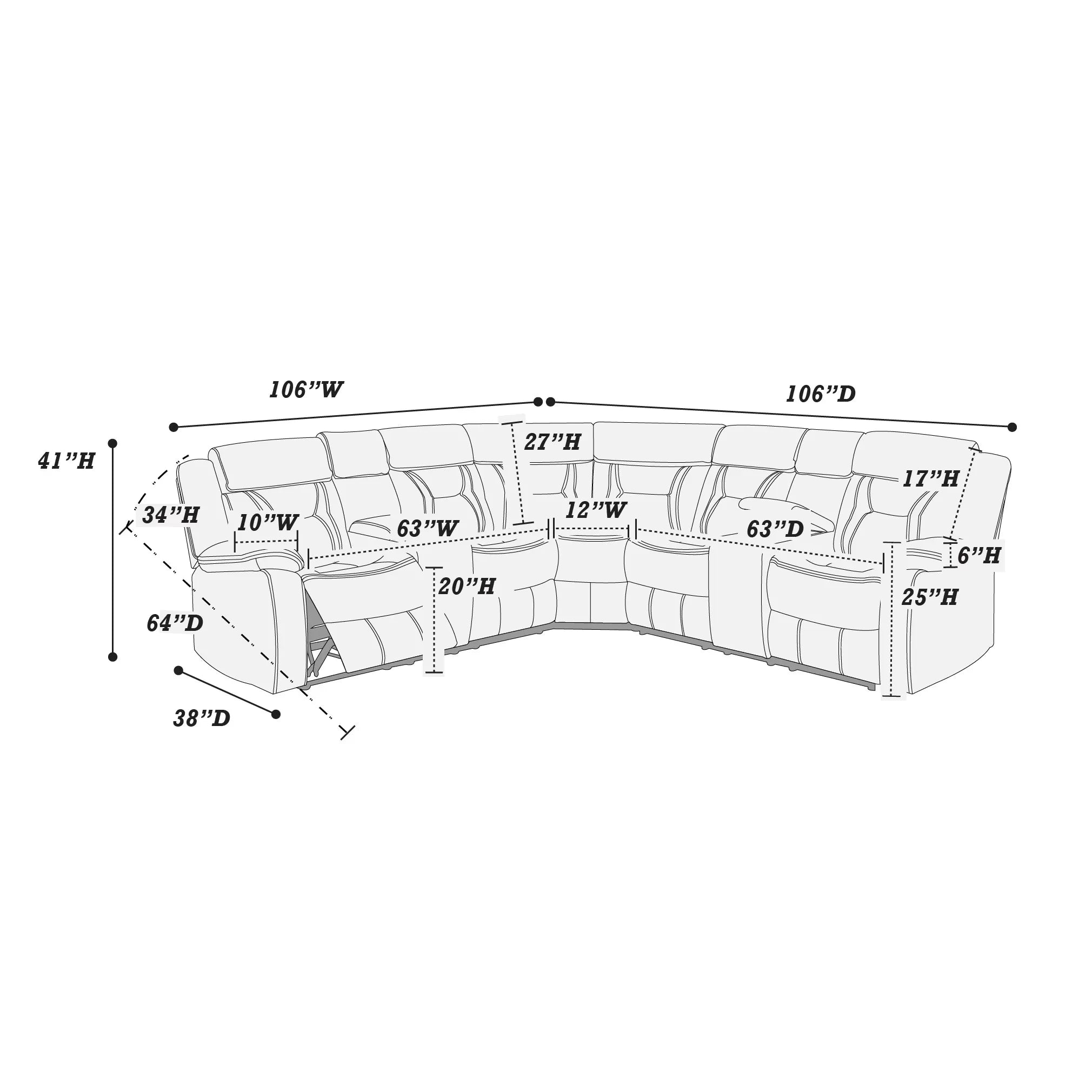 Manual Reclining Sectional ￼