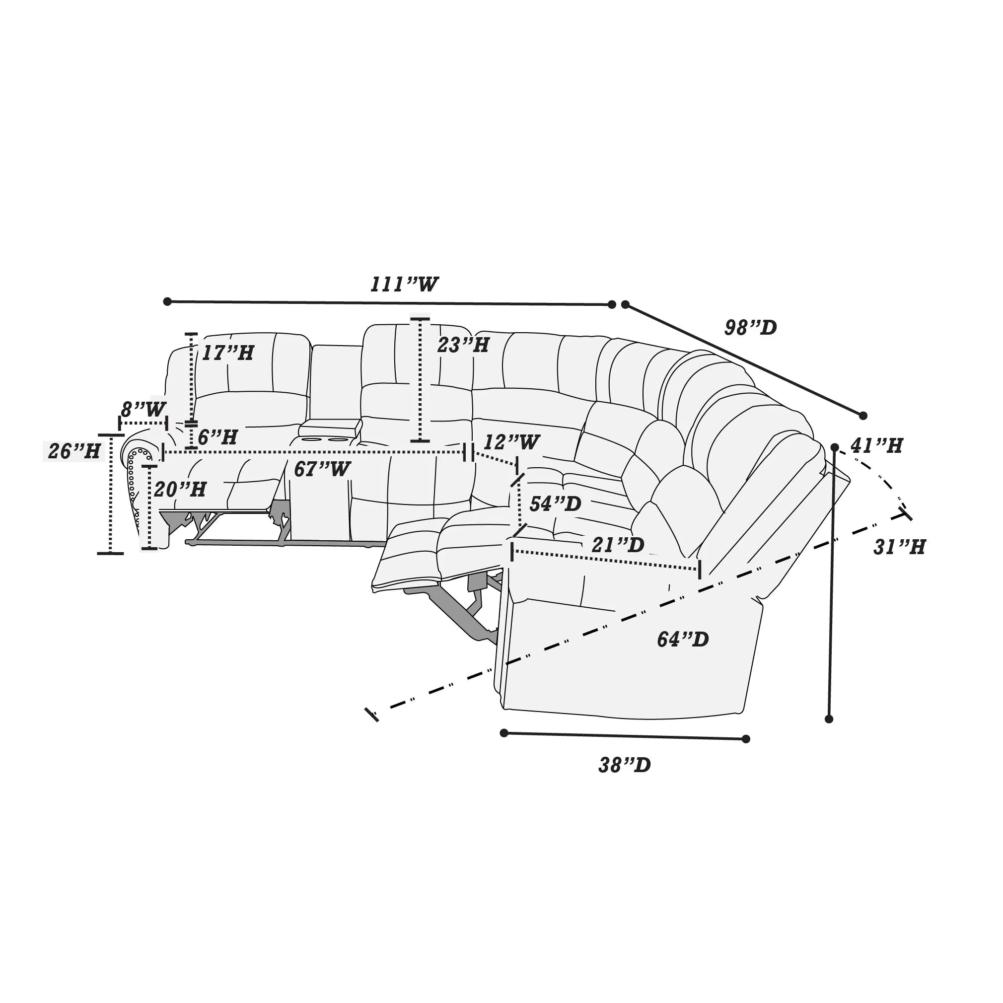 Motion Reclining Sectional ￼
