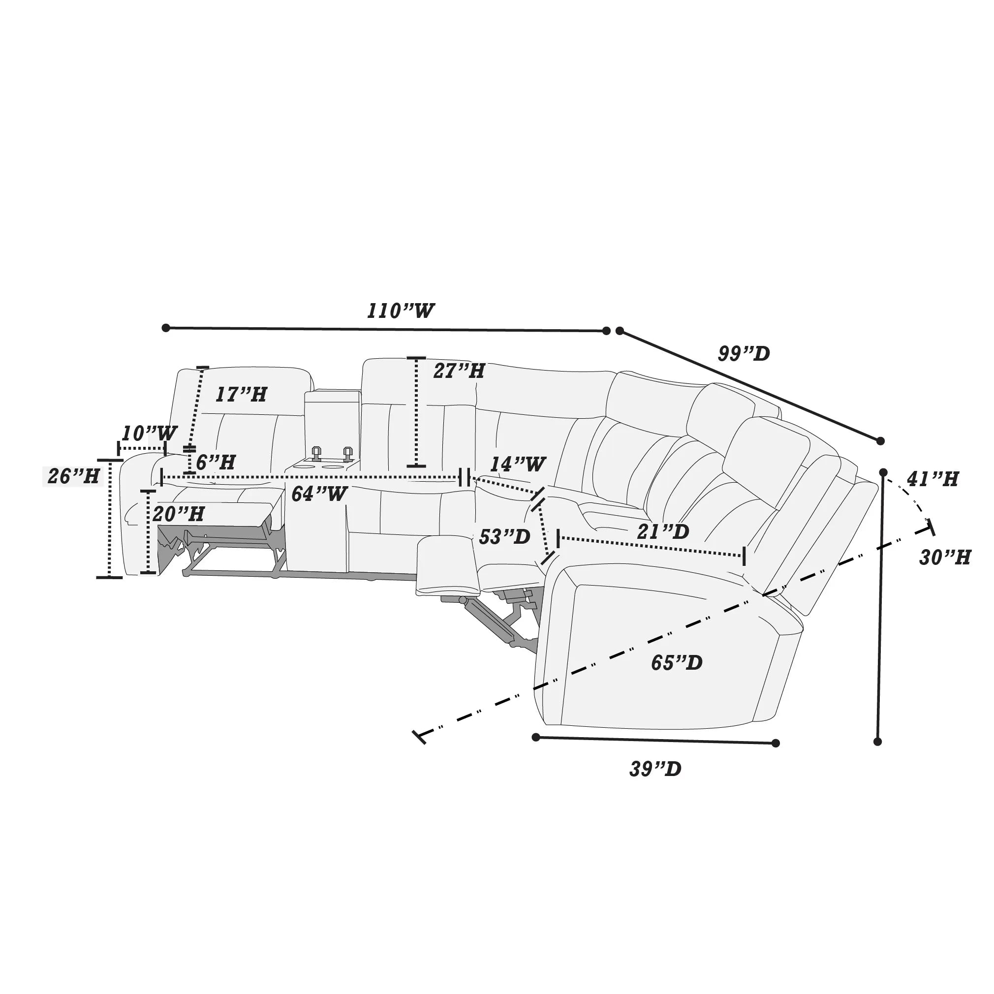 Manual Reclining Sectional ￼