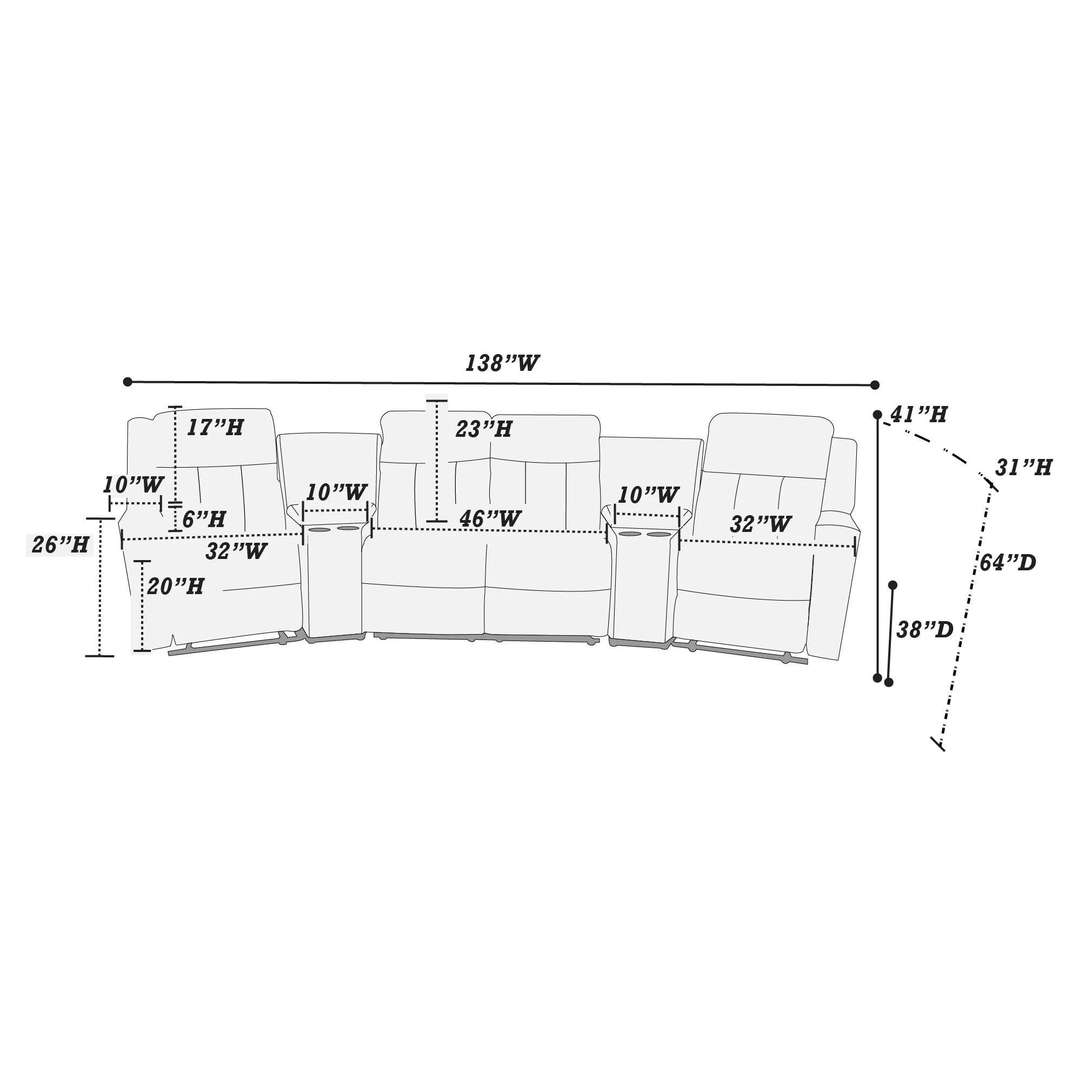Manual Reclining Sectional
